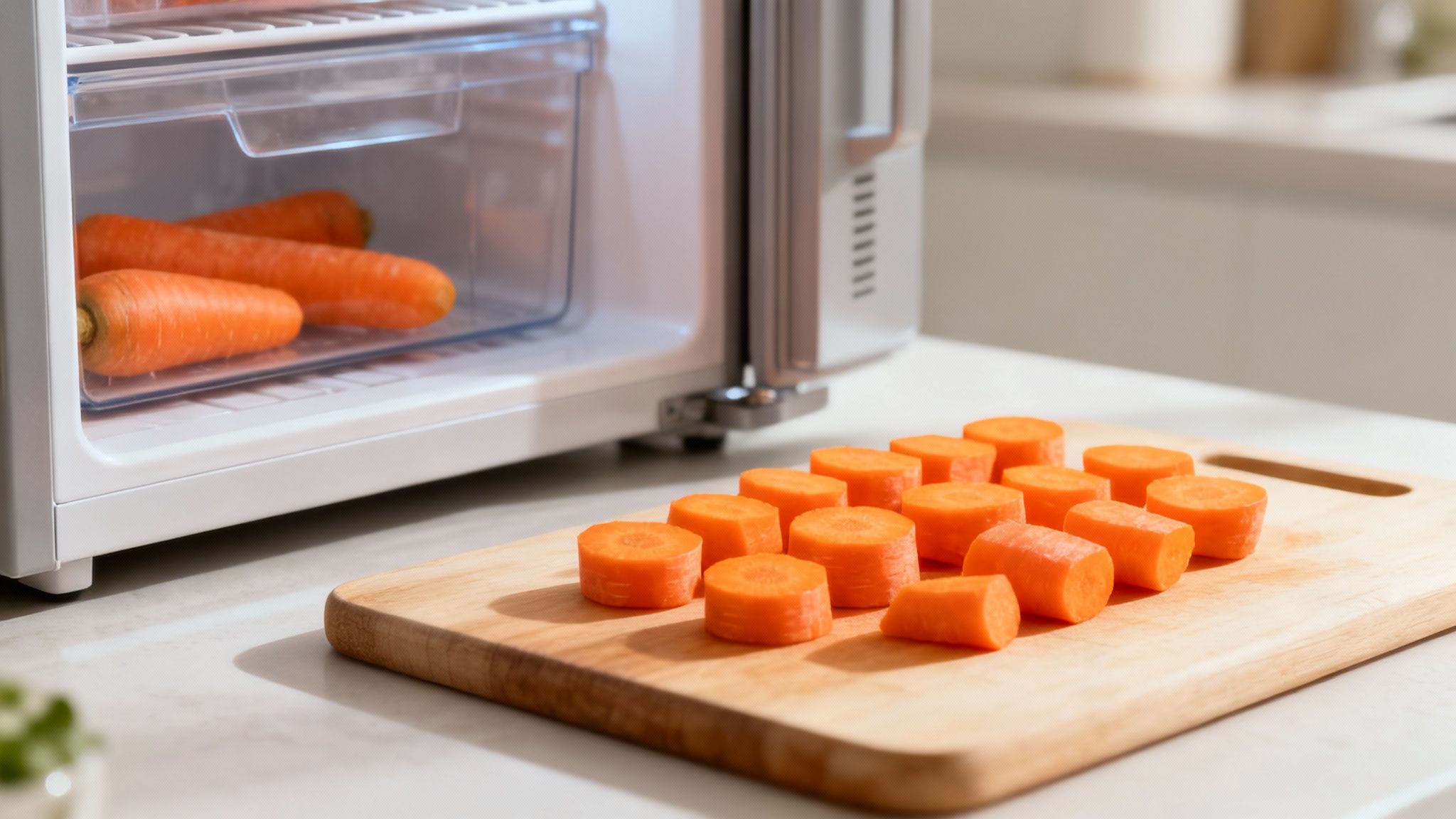 Vibrant orange carrots washed and ready for preparation