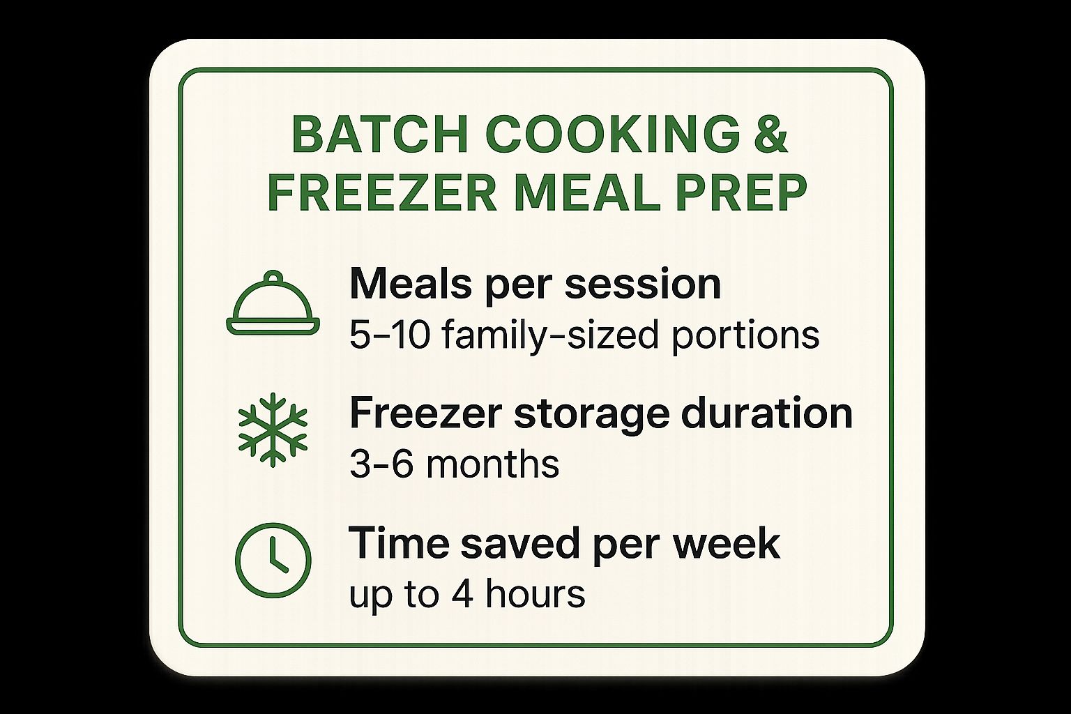Infographic showing key data about Batch Cooking and Freezer Meal Prep