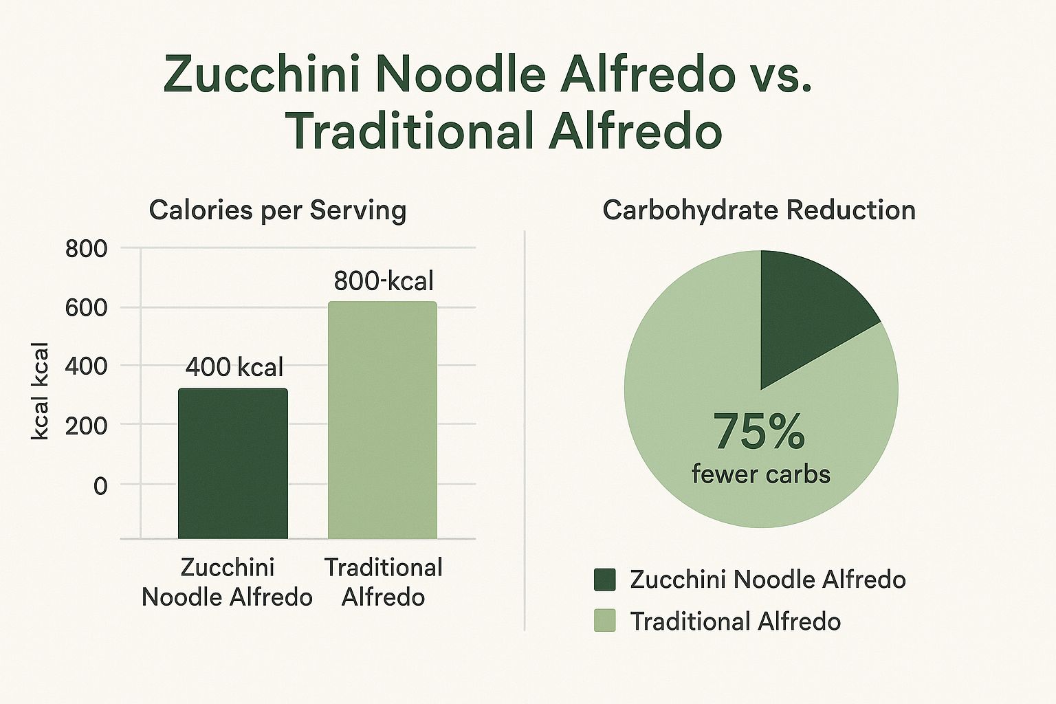 Infographic showing key data about Zucchini Noodle Chicken Alfredo