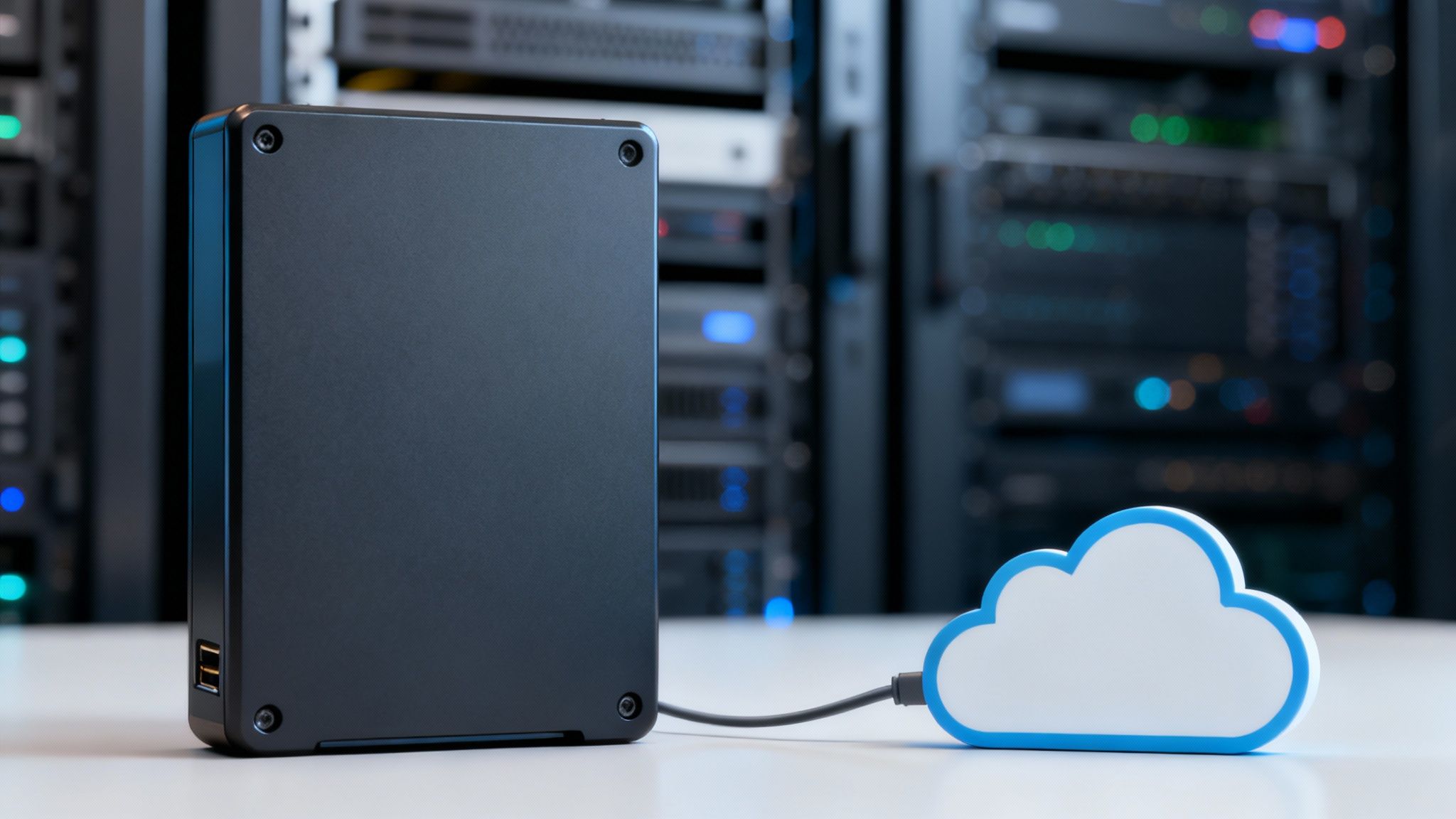 Imagine cu un server securizat, reprezentând un sistem de backup eficient