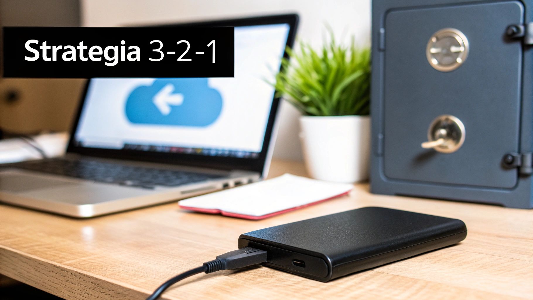 Firmă de hosting în București - Servicii Profesionale de Găzduire - BTS Telecom | Ce înseamnă backup? Ghid esențial pentru protecția datelor O ilustrație a strategiei 3-2-1: trei copii de date pe două medii diferite, cu o copie într-o locație off-site