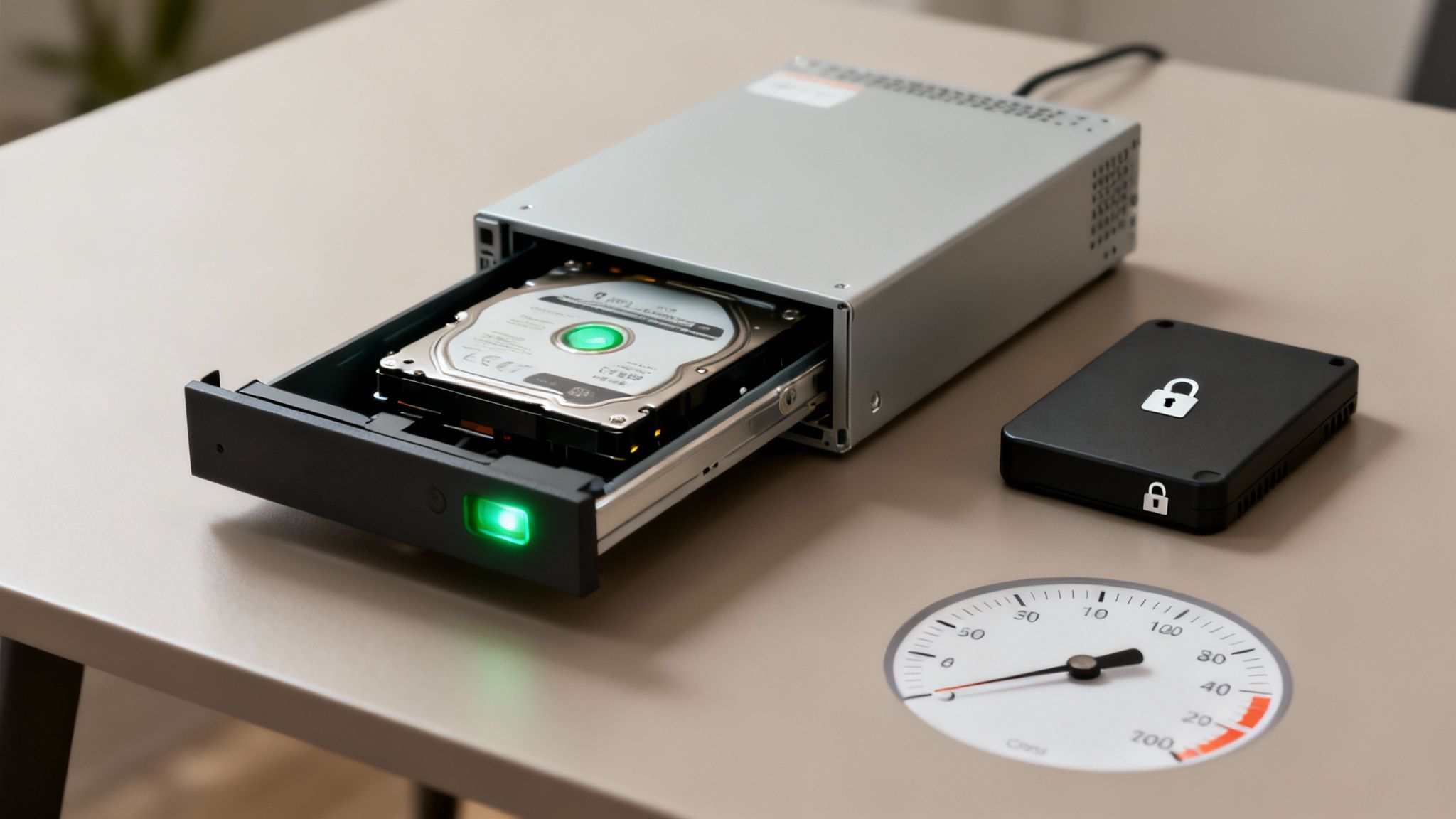 A shield protecting a server rack to illustrate security and performance of storage