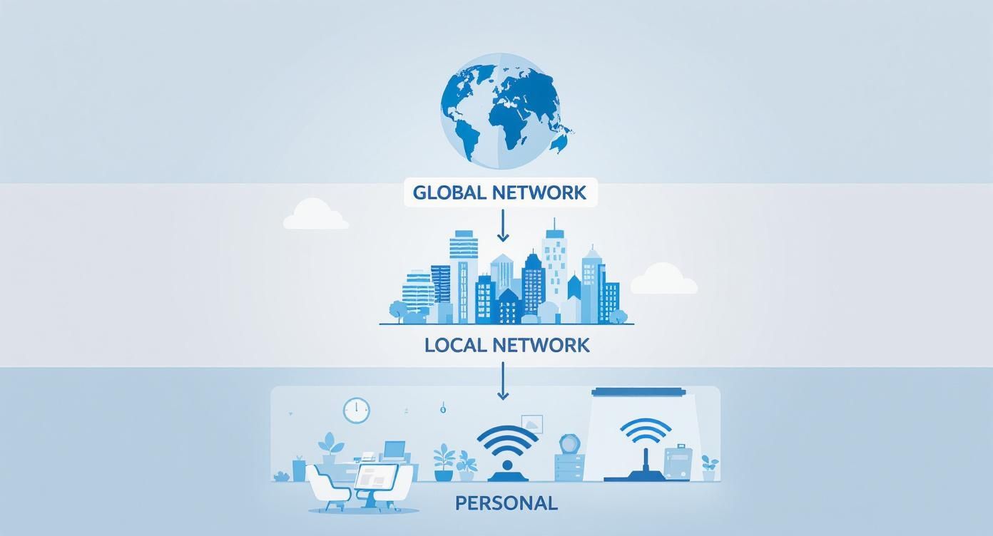 Infographic about tipuri de retele de calculatoare