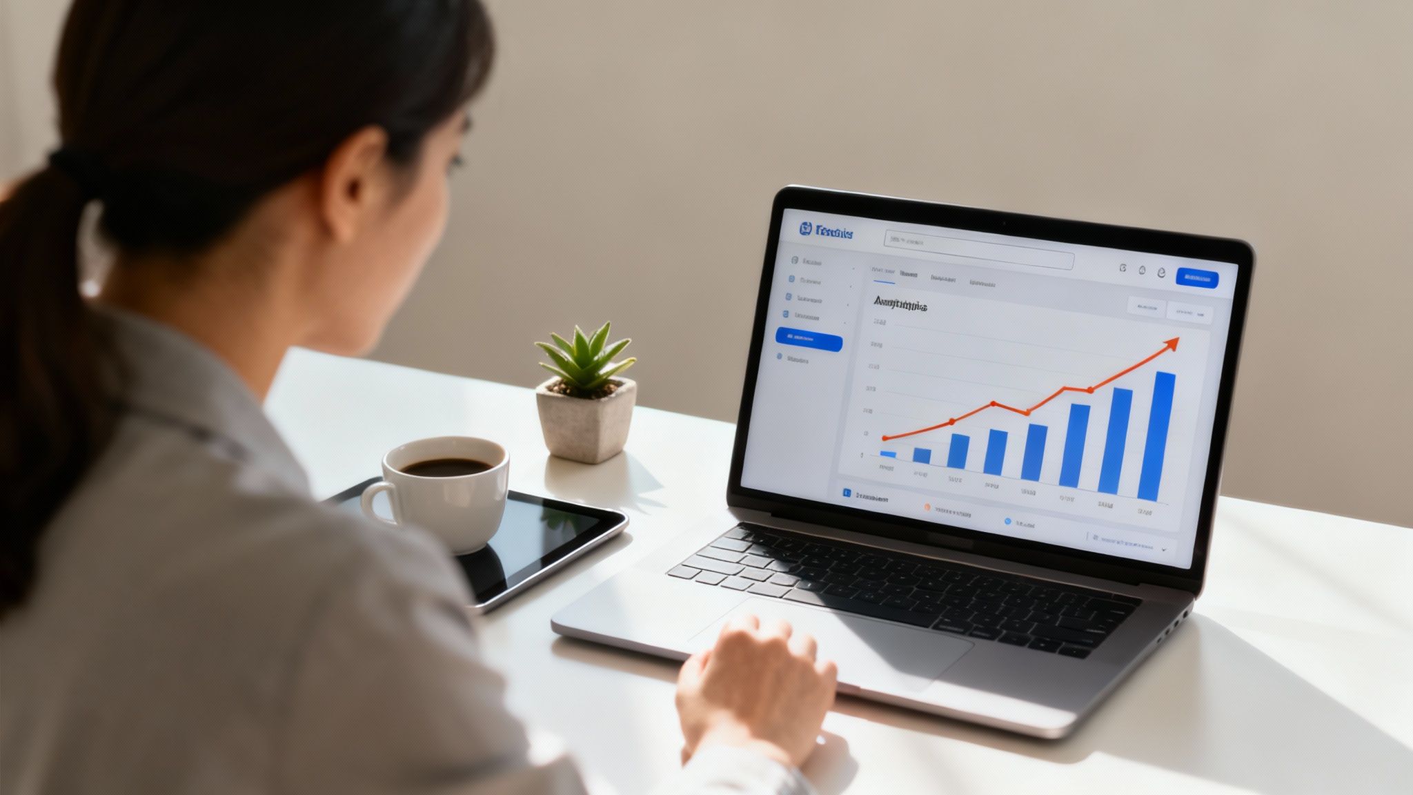 Un grafic care arată creșterea performanței unui site web datorită administrării constante