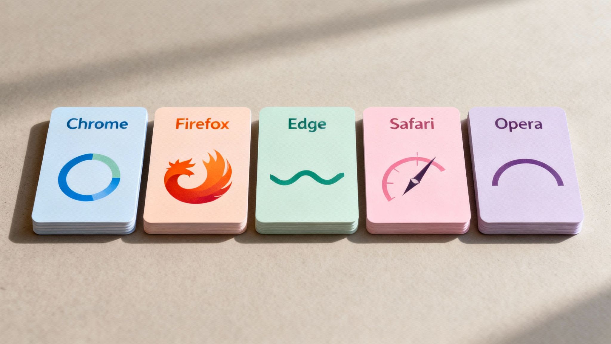 Comparație între logo-urile celor mai populare 5 browsere