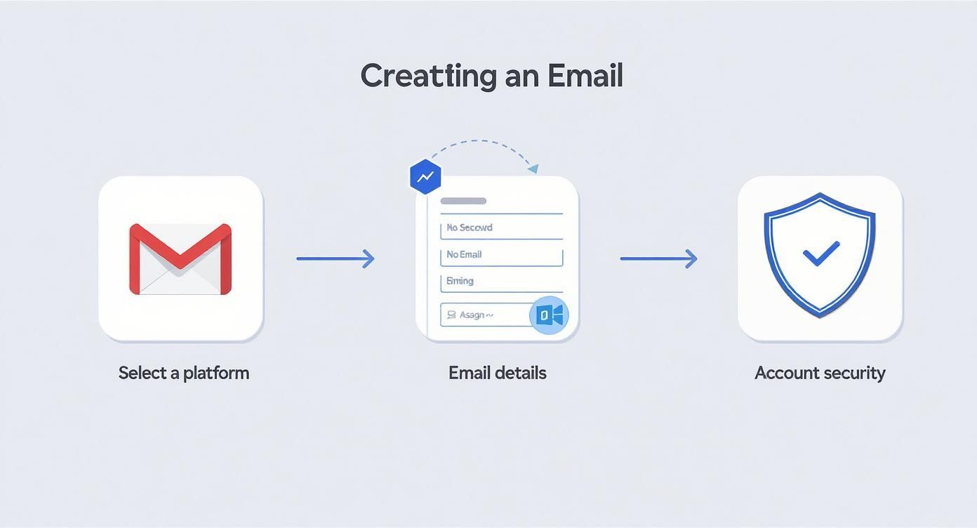 Infographic about creating an email address