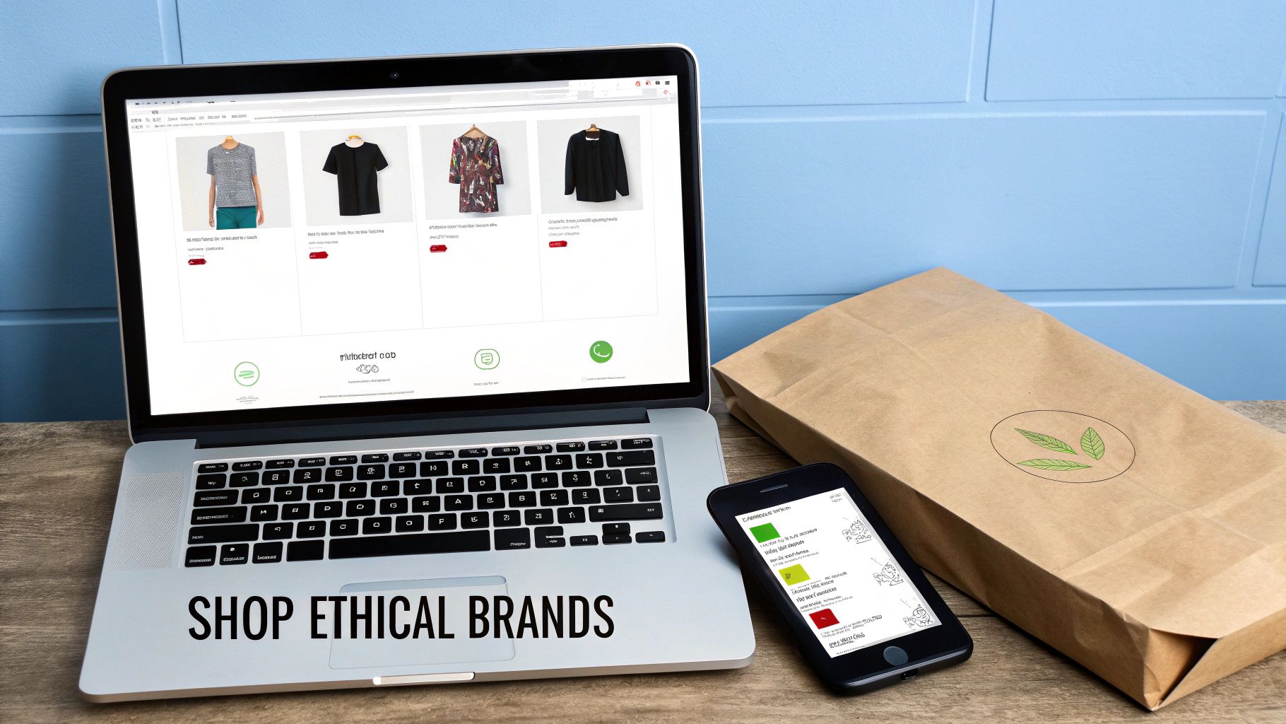 Several stylish, sustainably made garments hanging neatly on a clothing rack in a well-lit, minimalist setting.