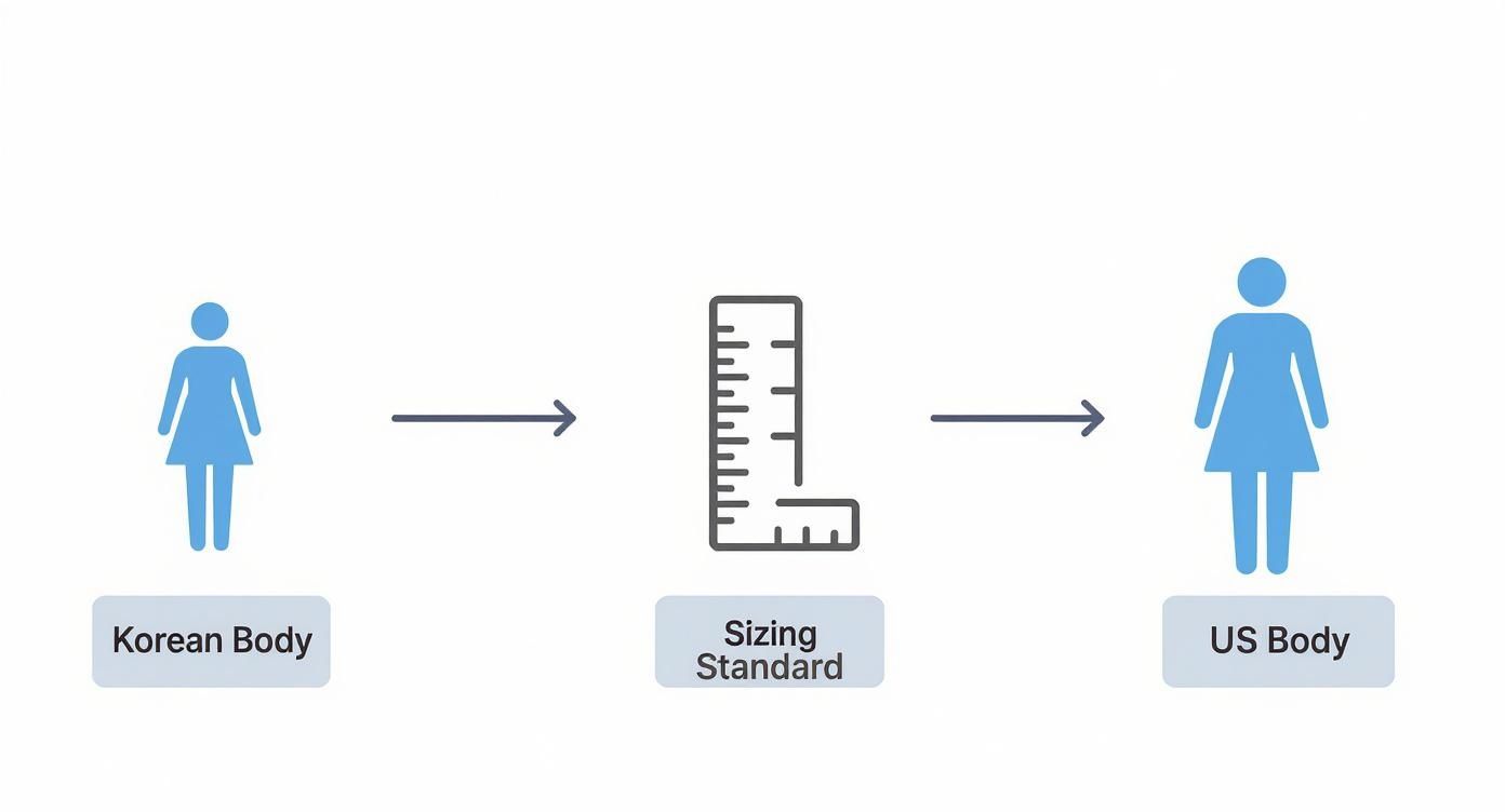 Infographic about korean clothing size to us