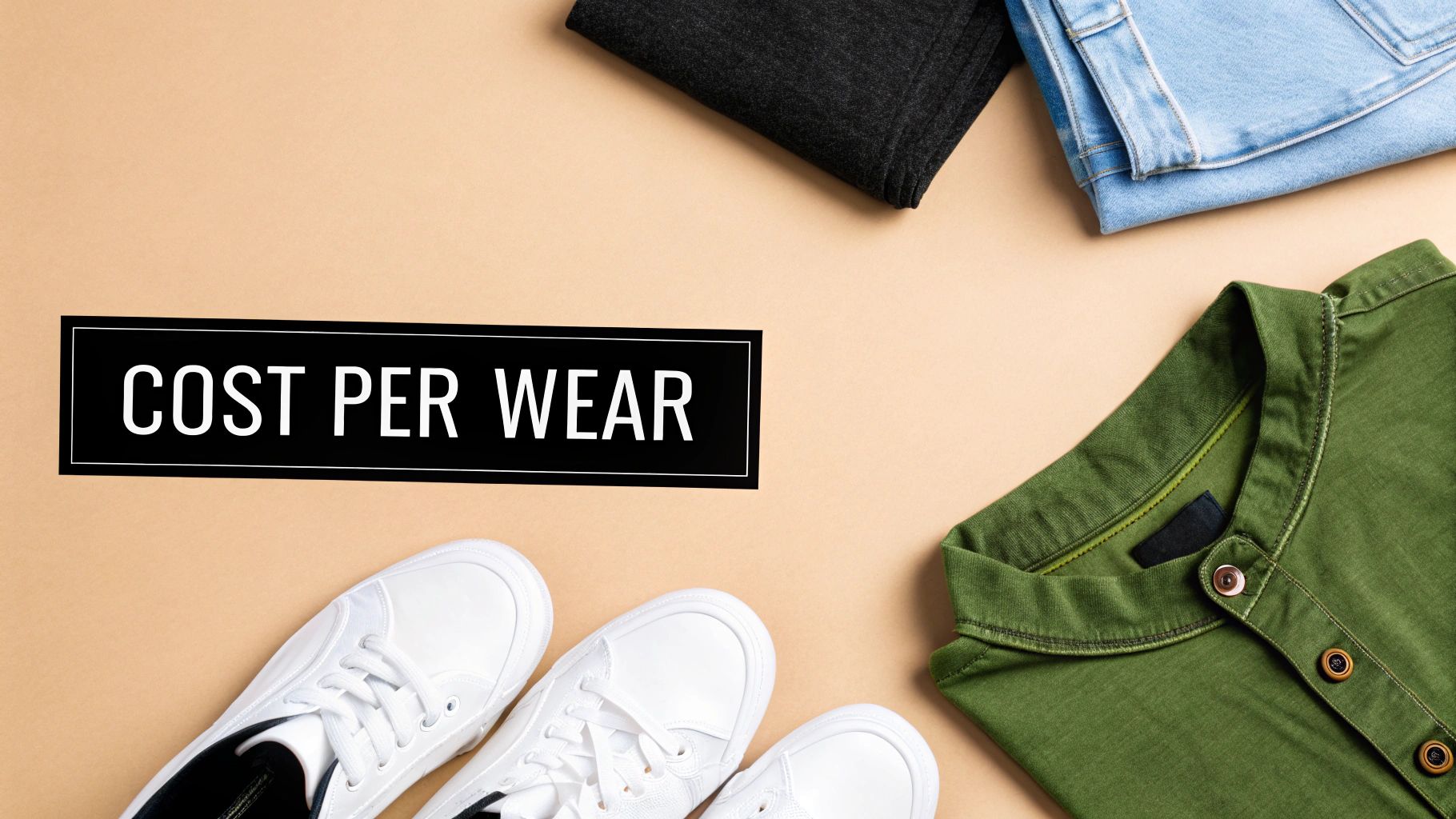 A person mindfully folding neatly stacked, high-quality clothing, representing a curated and ethical wardrobe.