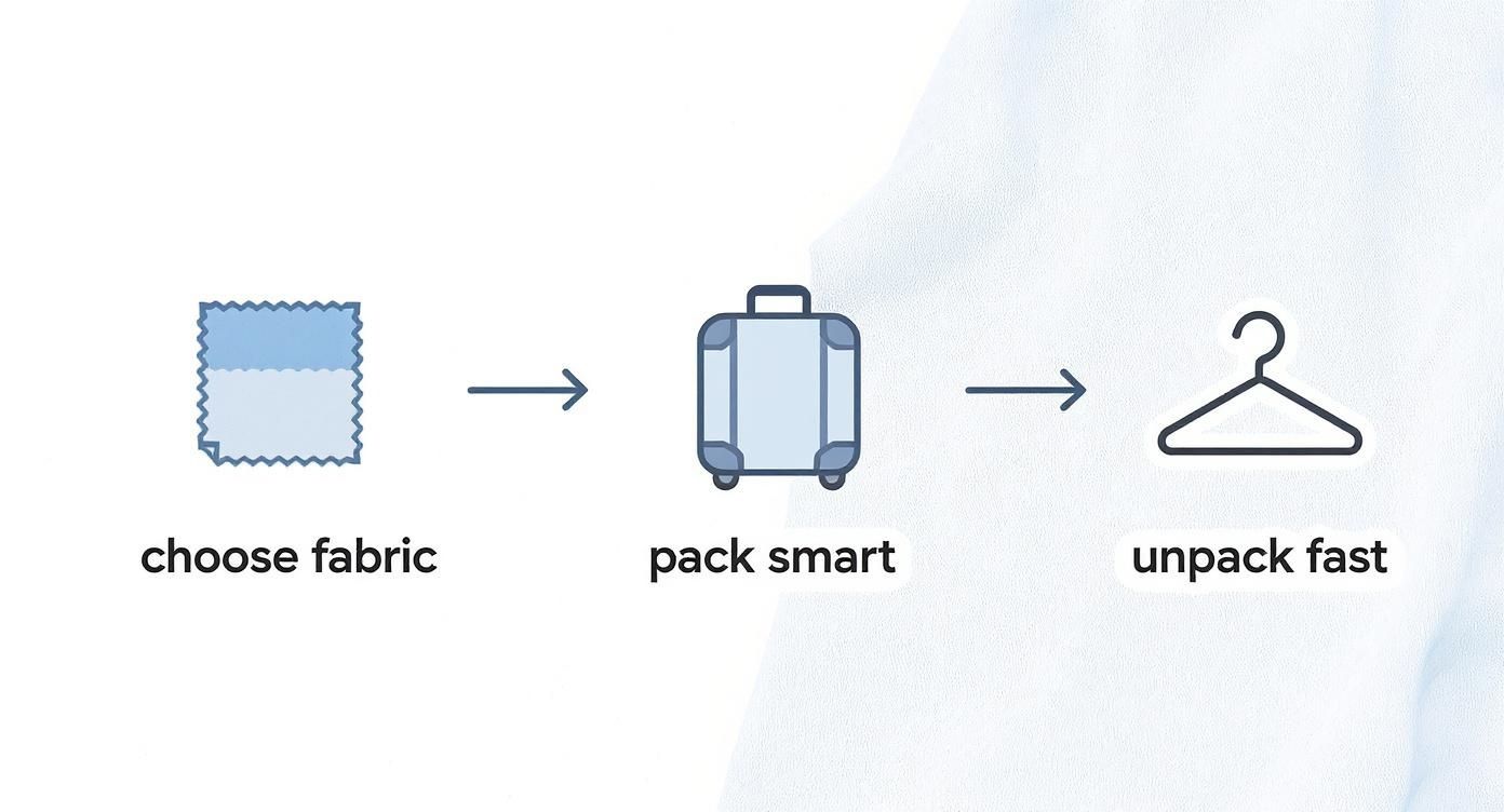 Infographic about how to pack clothes without wrinkles