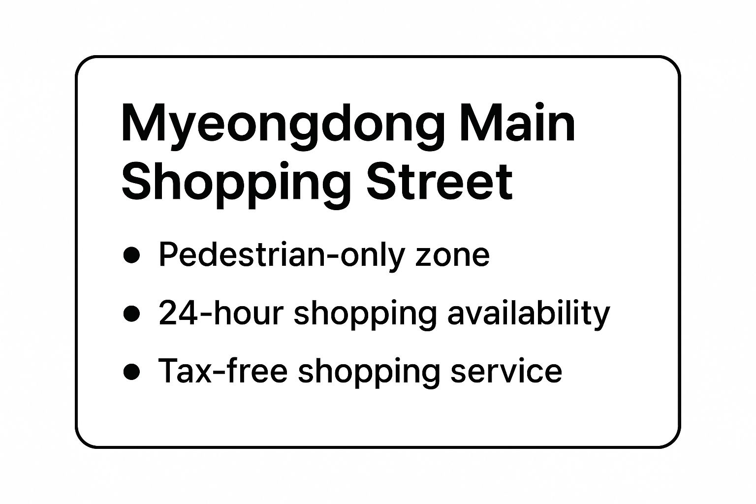 Infographic showing key data about Myeongdong Main Shopping Street (명동 중앙로)