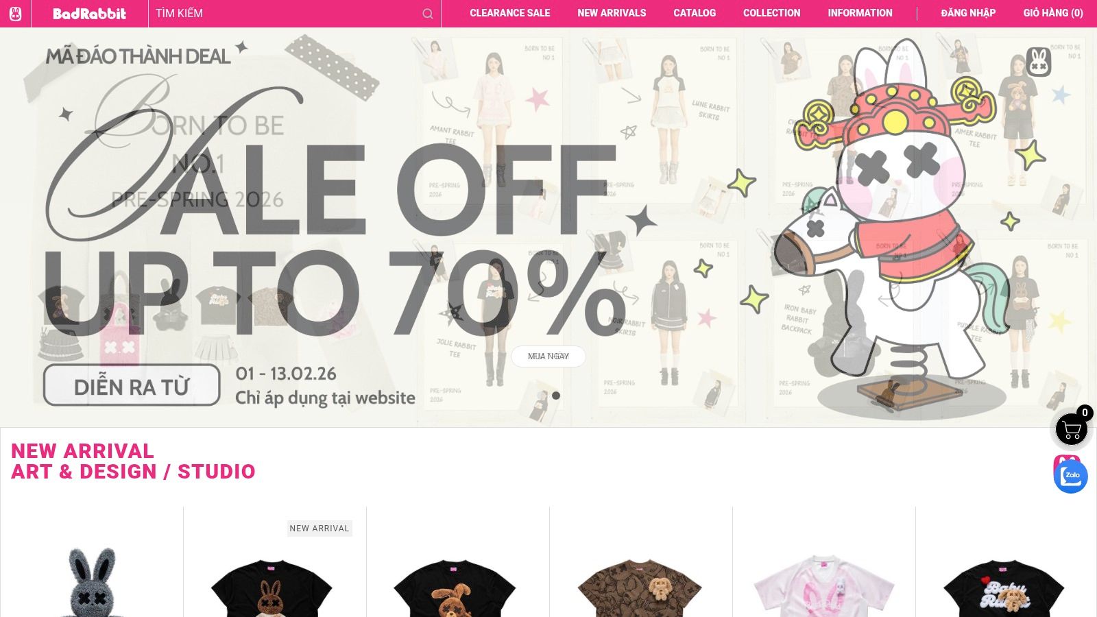 A promotional image from Bad Rabbit Club's website showcasing their streetwear aesthetic and a fashion sale.