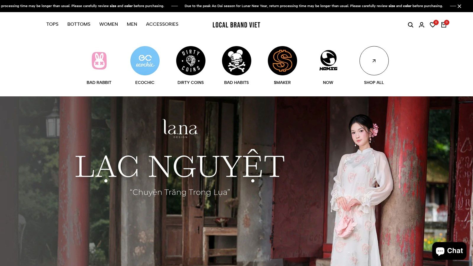 A woman wearing a modern, stylish Ao Dai, showcasing the type of Vietnam fashion available on Local Brand Viet.