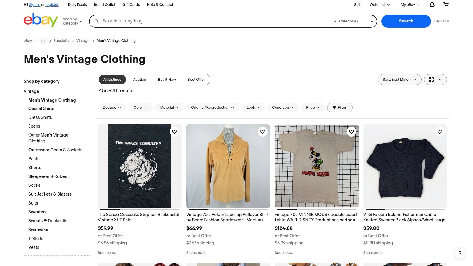 eBay (Vintage Clothing + Luxury categories)