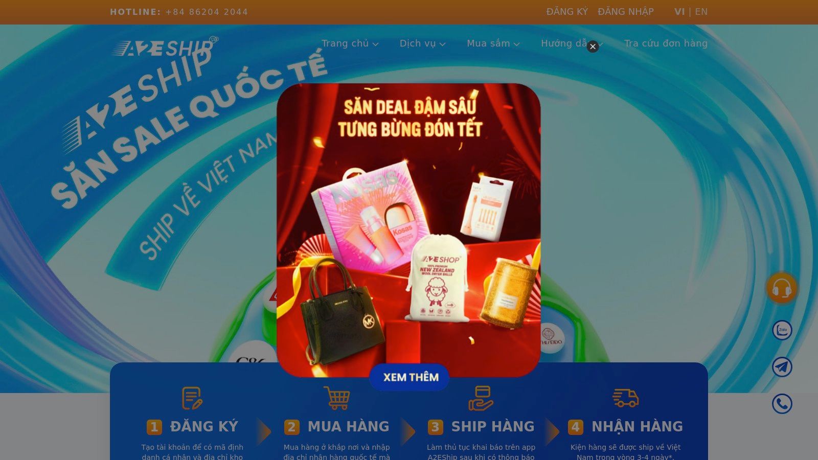 A2EShip website interface showing how to create a shipment