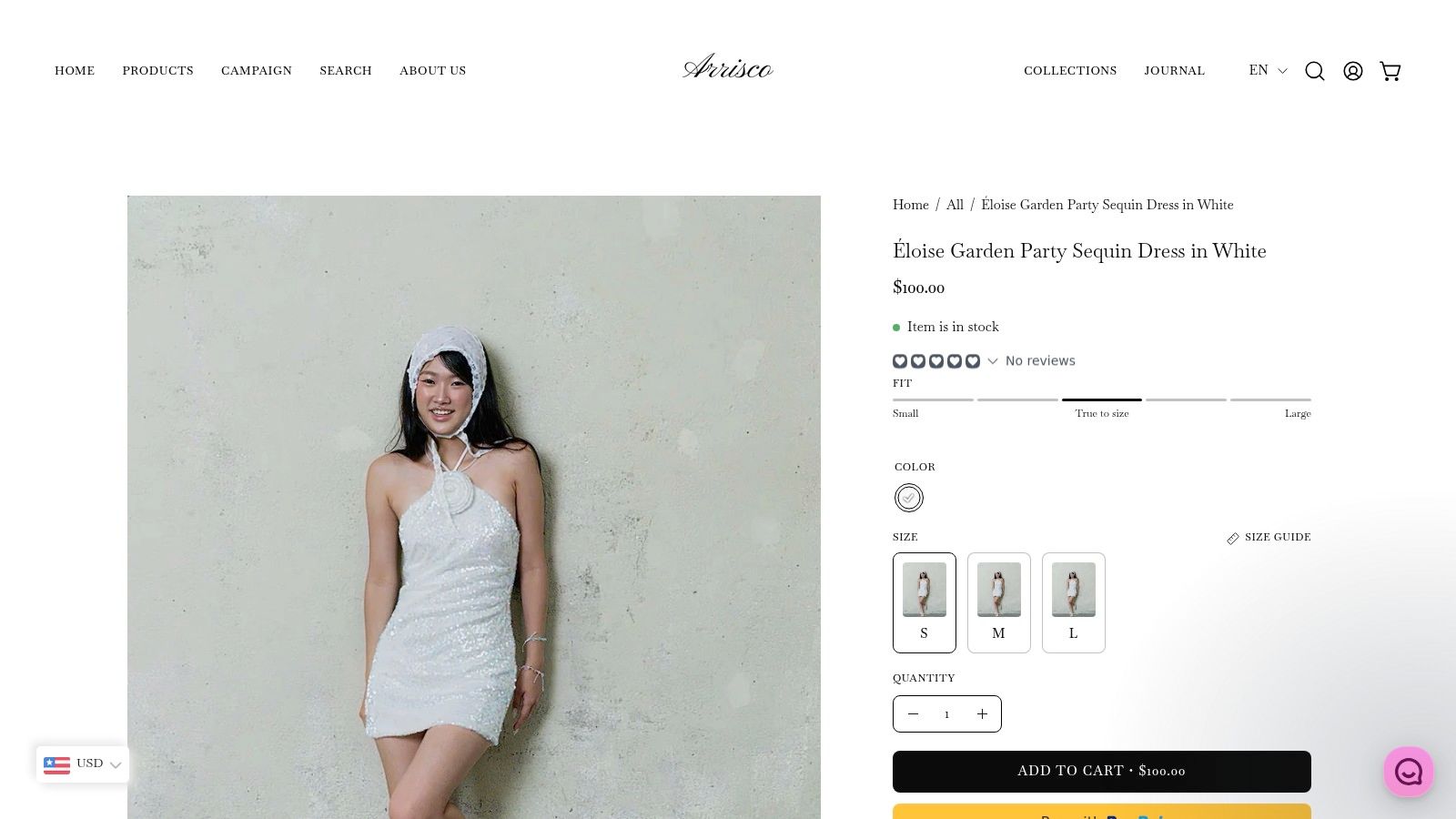 Éloise Garden Party Sequin Dress in White