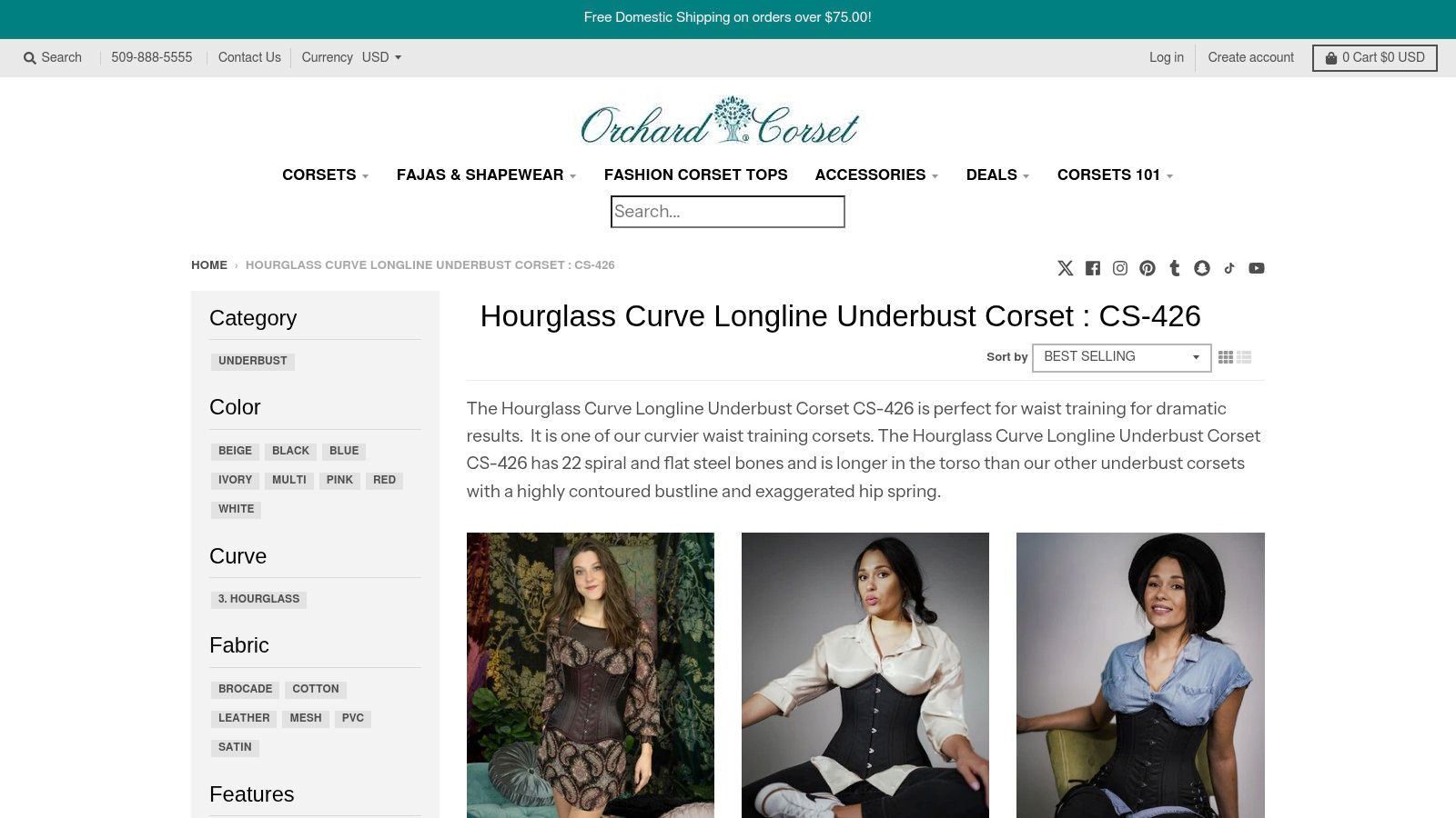 Orchard Corset's collection of long line corsets
