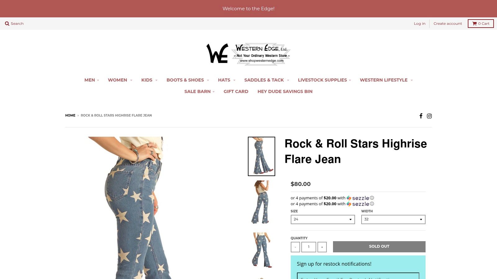 Rock & Roll Denim star flare jeans via Western Edge