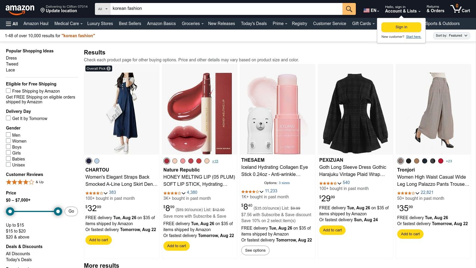 Amazon (K-style fashion selection)