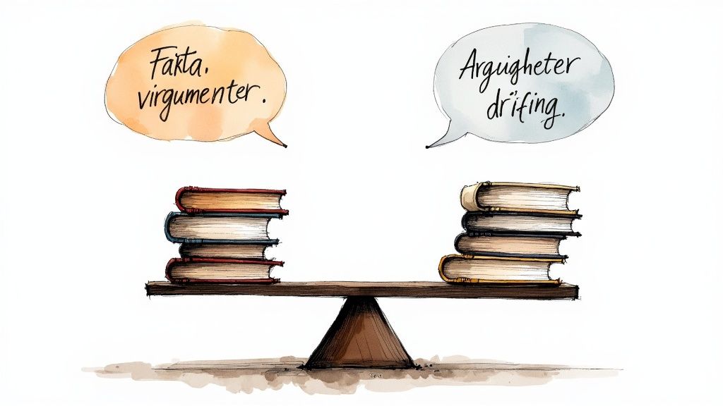 En person som bygger en struktur med klosser, som symboliserer en logisk oppbygd tekst