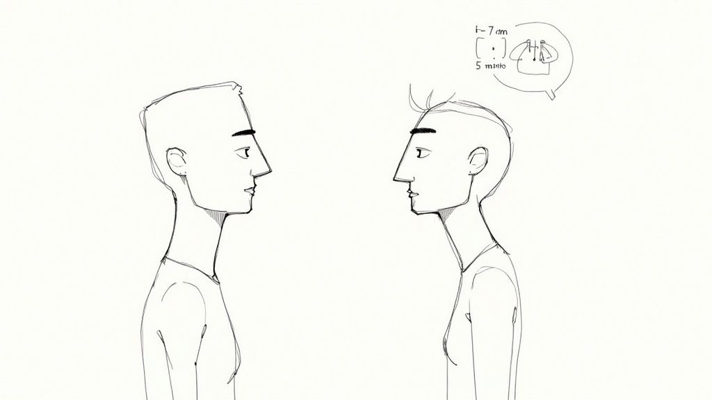 Personer i et rollespill som simulerer en jobbsamtale