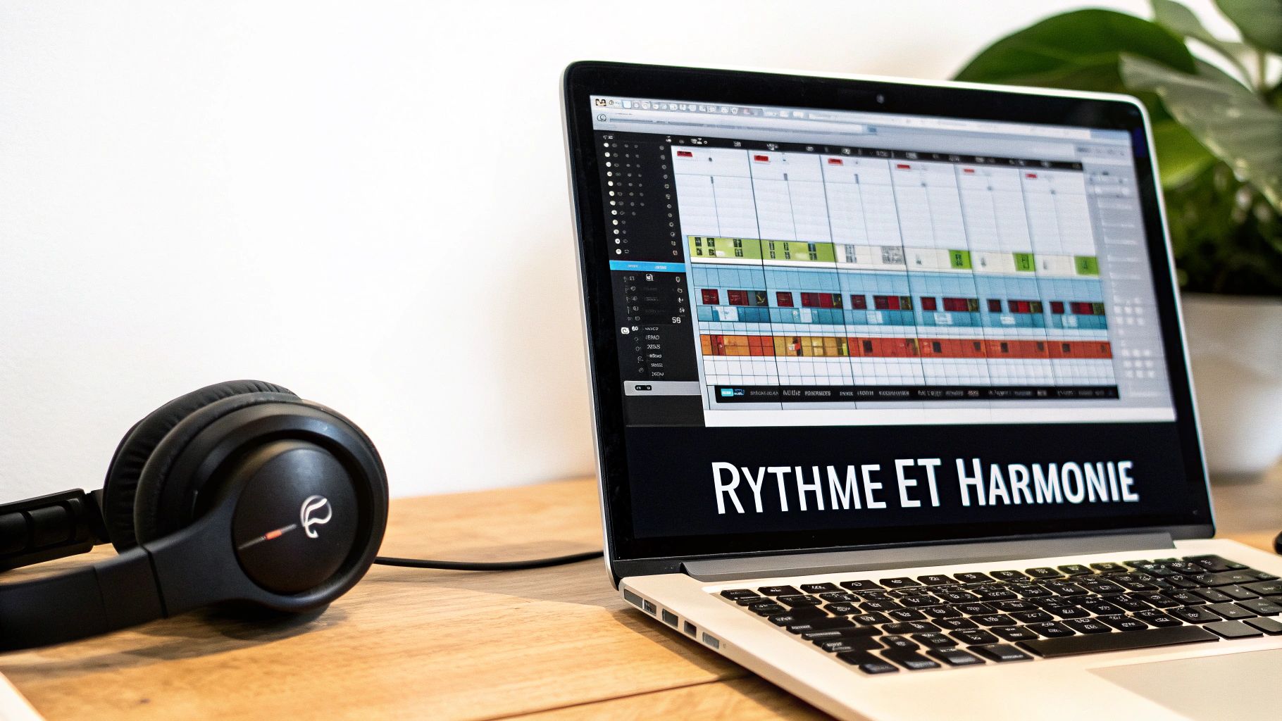 Una persona arreglando pistas en un software de música, simbolizando la construcción de los cimientos de una canción.