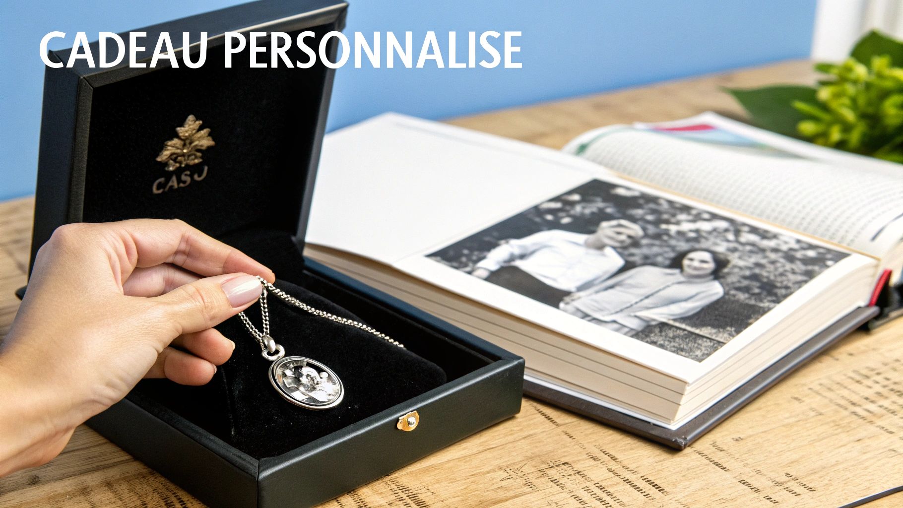 Collier photo personnalisé CASU dans écrin élégant, cadeau personnalisé pour la fête des mères