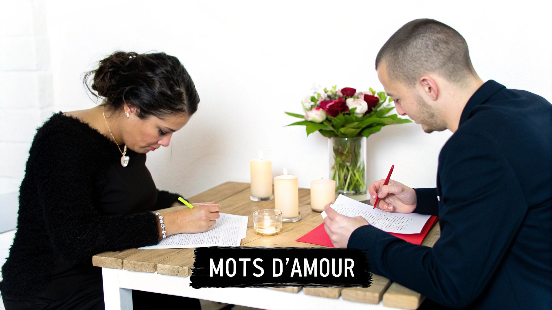Les mots d'amour et déclarations verbales