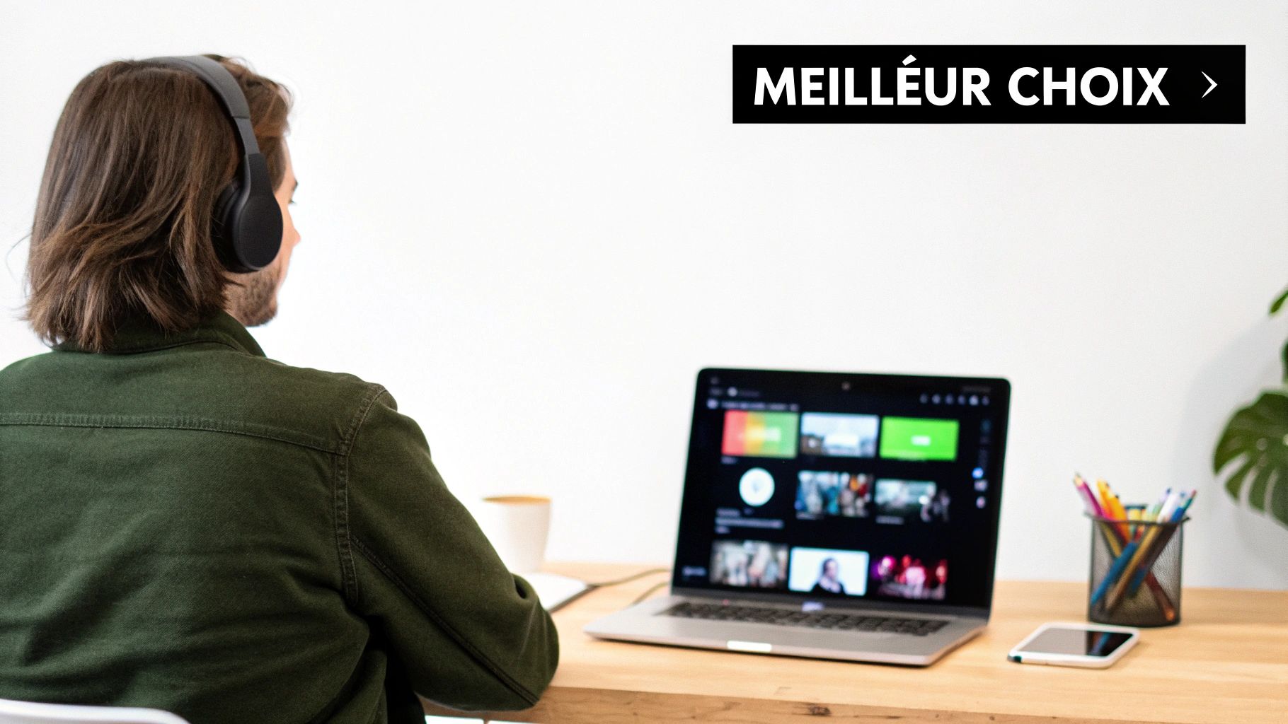 Personne appréciant la musique avec un casque, symbolisant le transfert de playlists.