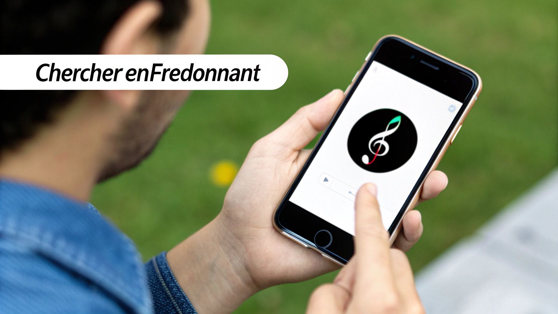 Une personne fredonnant dans son smartphone pour identifier une chanson