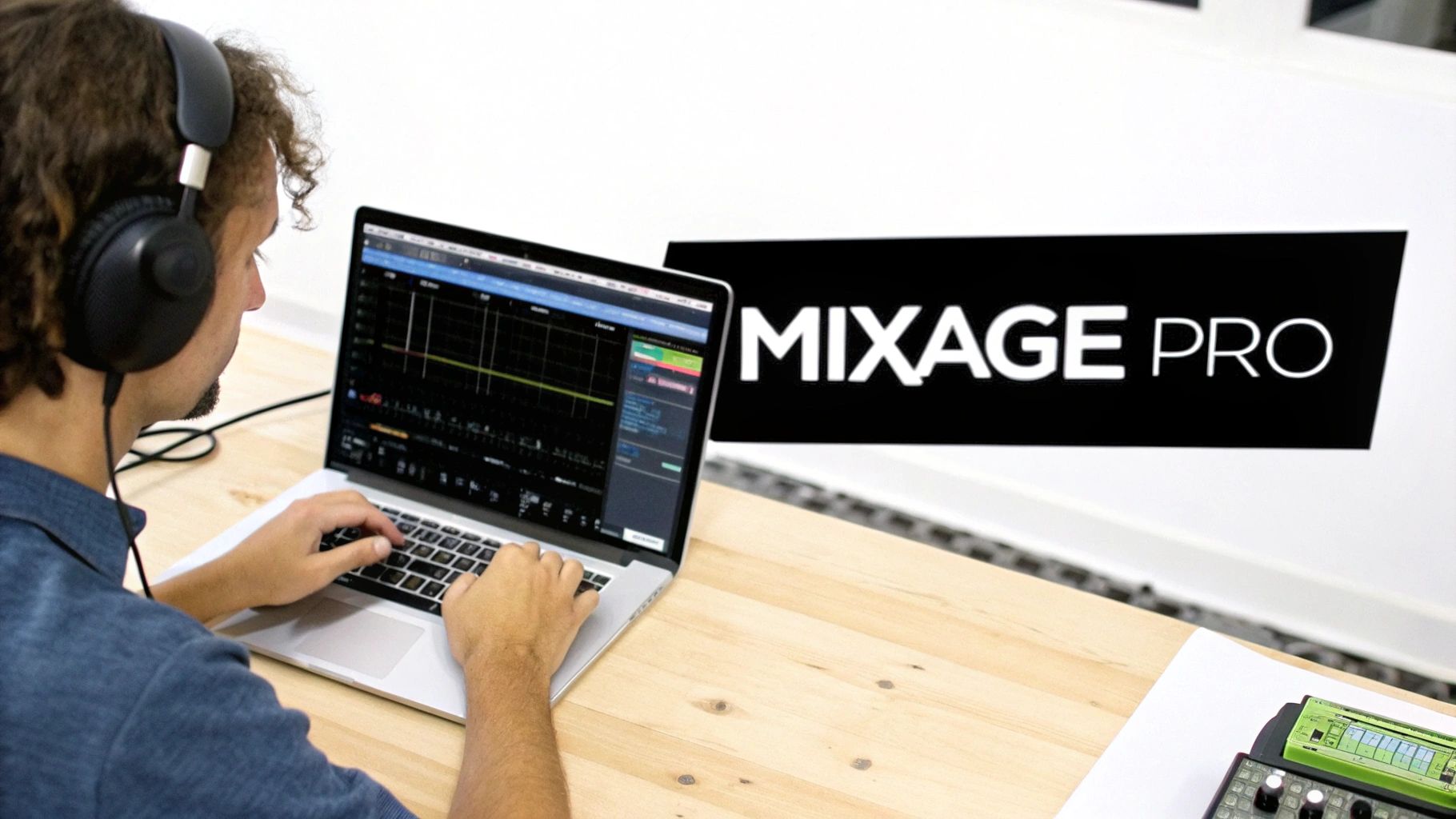 Un ingeniero de sonido ajusta los niveles en una consola de mezcla digital, simbolizando el pulido final de una canción.