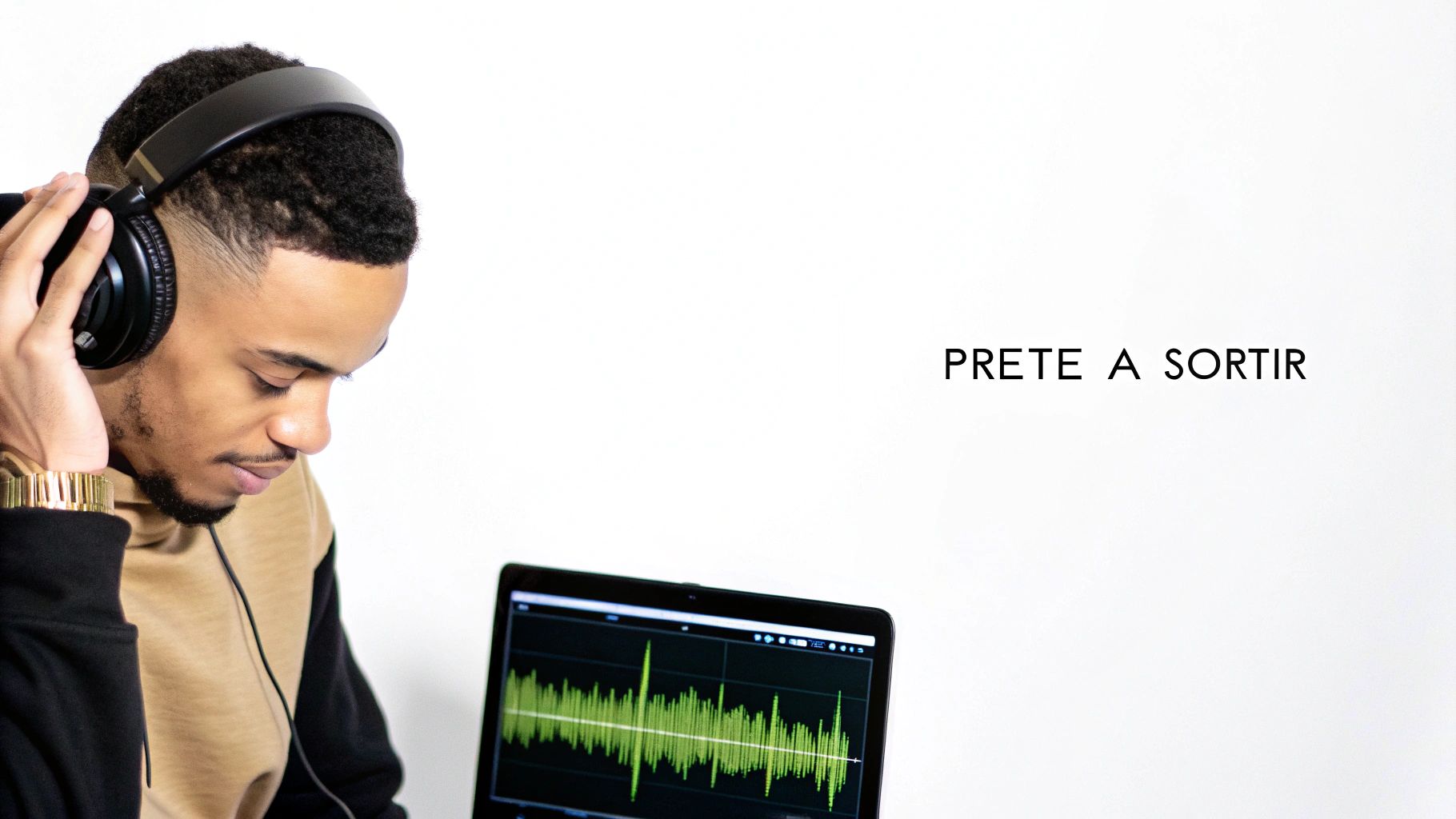 Un artiste mixant sa musique sur une console de son, se préparant pour la distribution digitale.