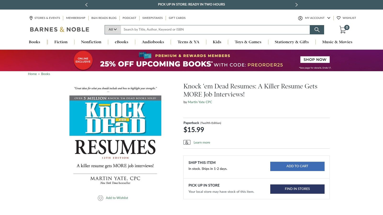 Barnes & Noble – "Knock ’em Dead Resumes" (book with many sample resumes)