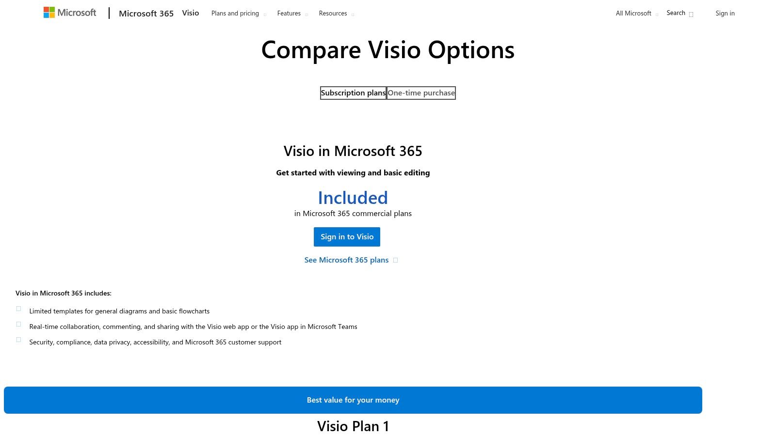 Microsoft Visio plans and pricing for customer journey mapping tools
