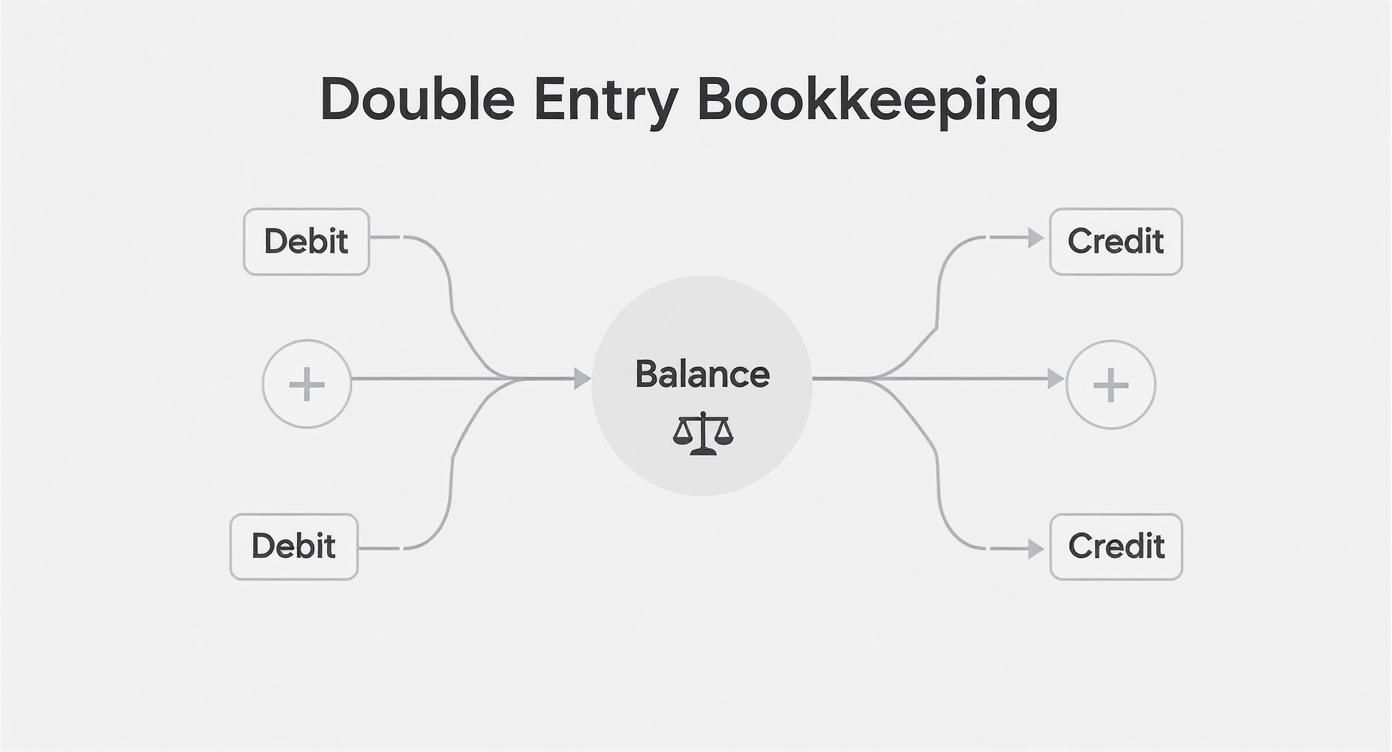 Infographic about double entry bookkeeping explained