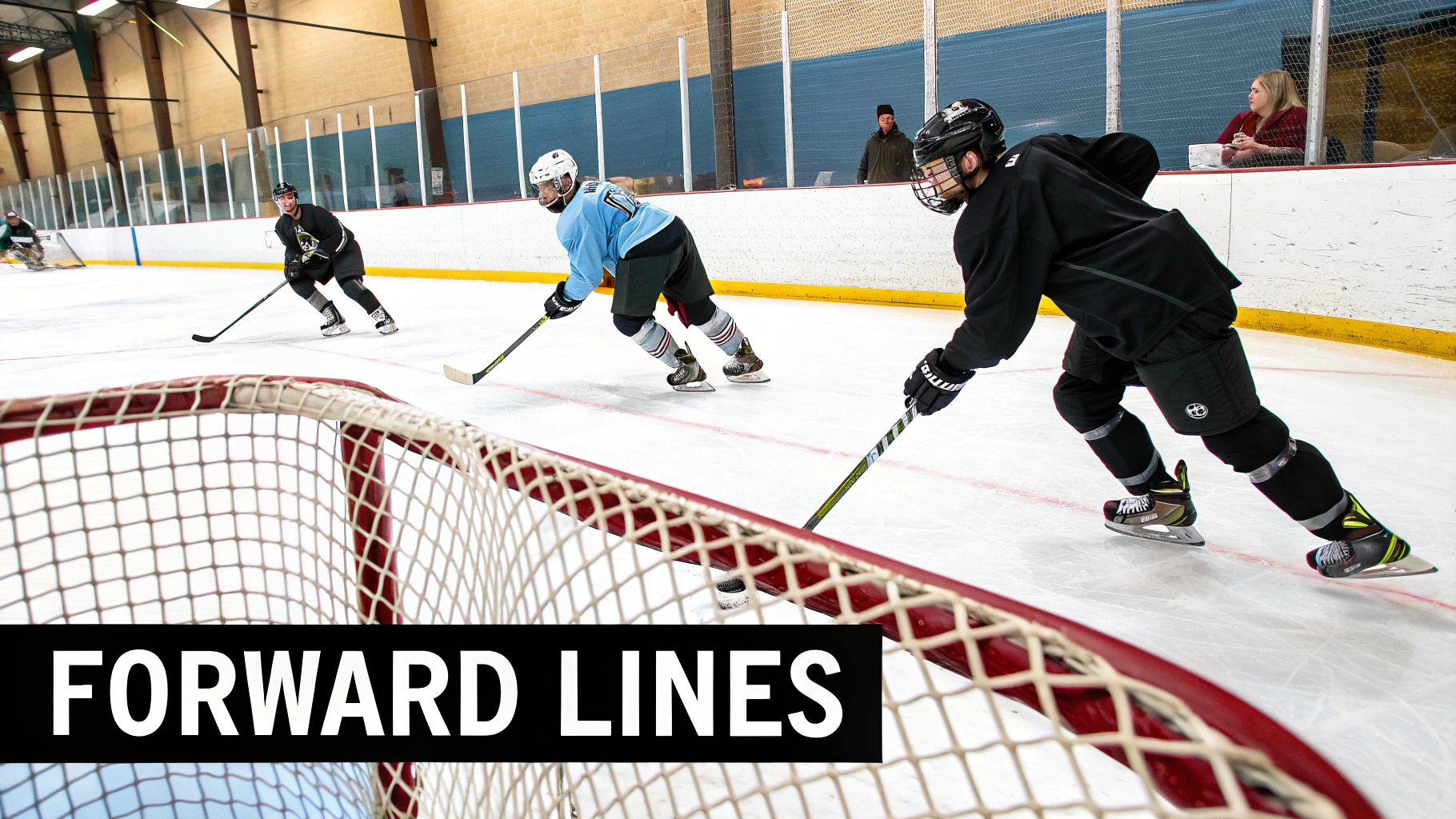 A Detroit Red Wings goalie in their stance, ready for a shot.