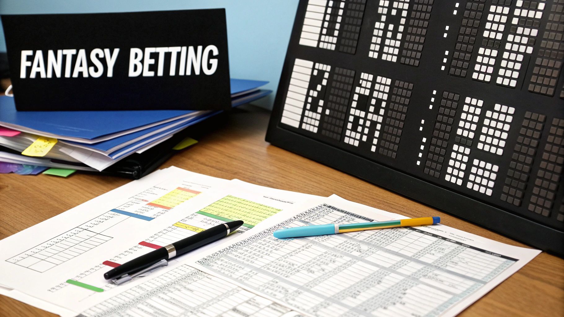 A fantasy hockey draft board with player names and team logos, illustrating the strategic choices managers face.