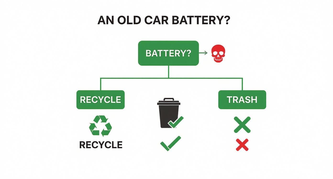 Infographic about where to dispose car batteries