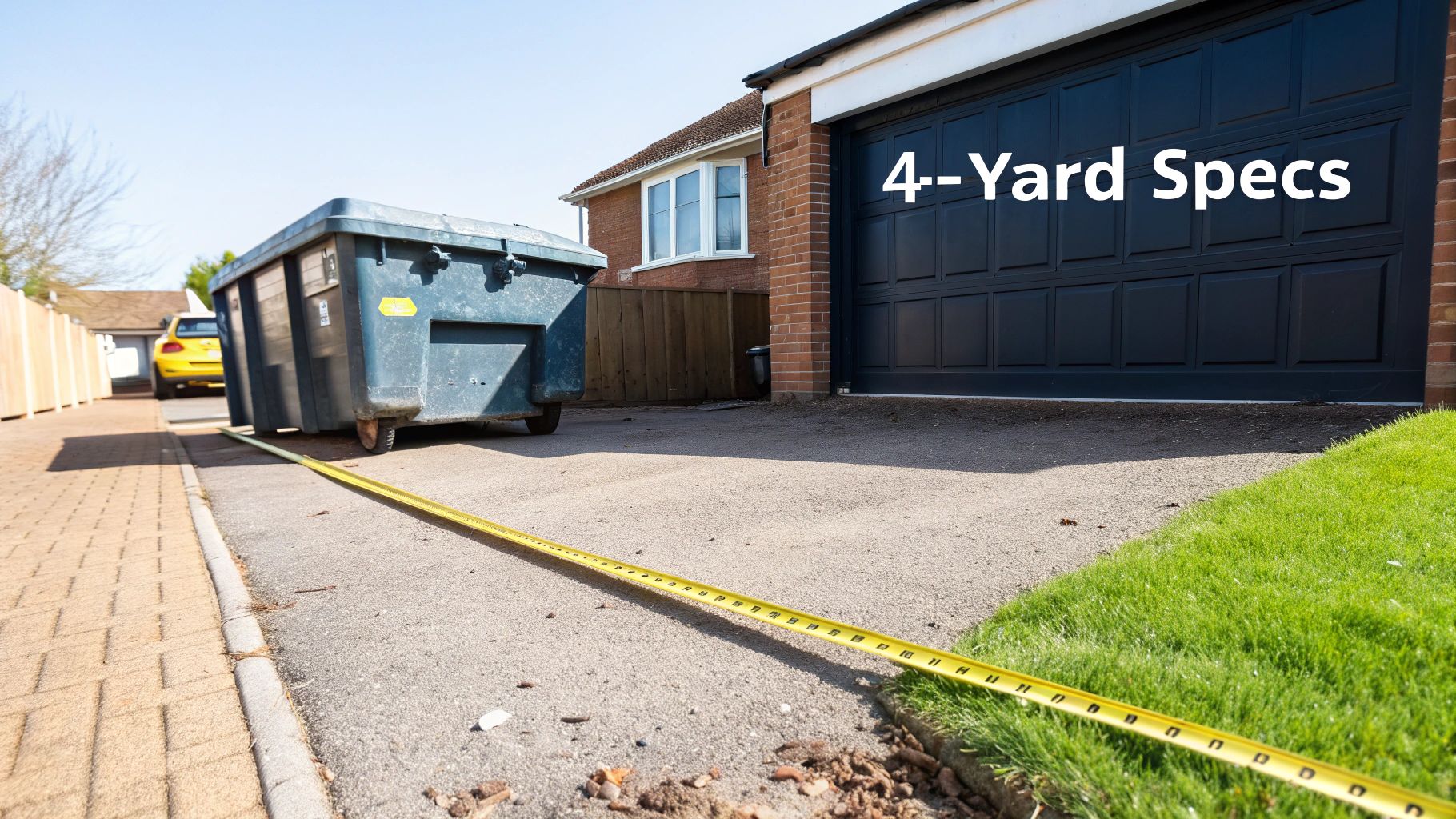 Two skips on a narrow street