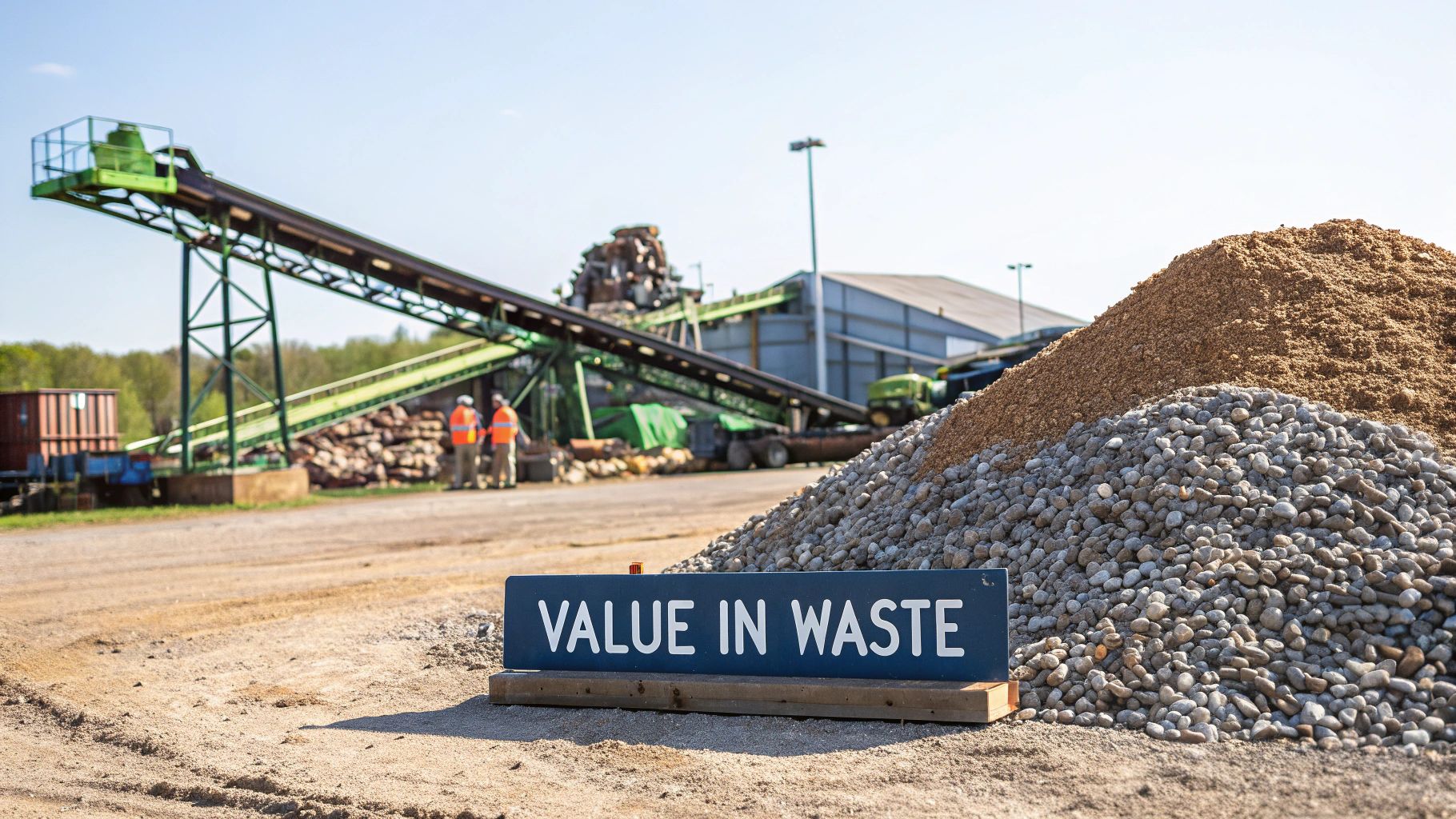 A pile of sorted construction materials ready for recycling, demonstrating value in waste.