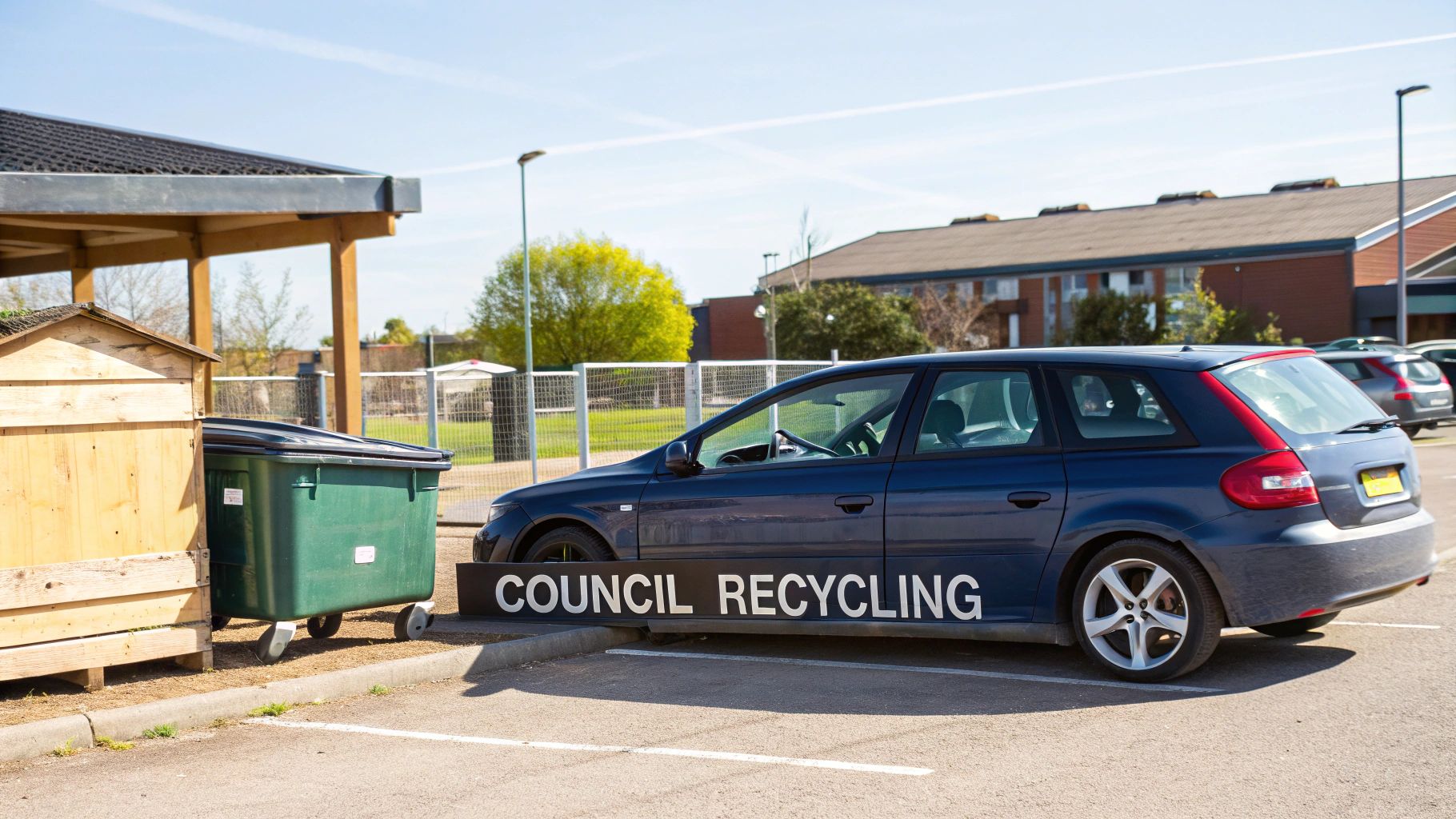 A neatly organised recycling centre with designated areas for different types of waste.