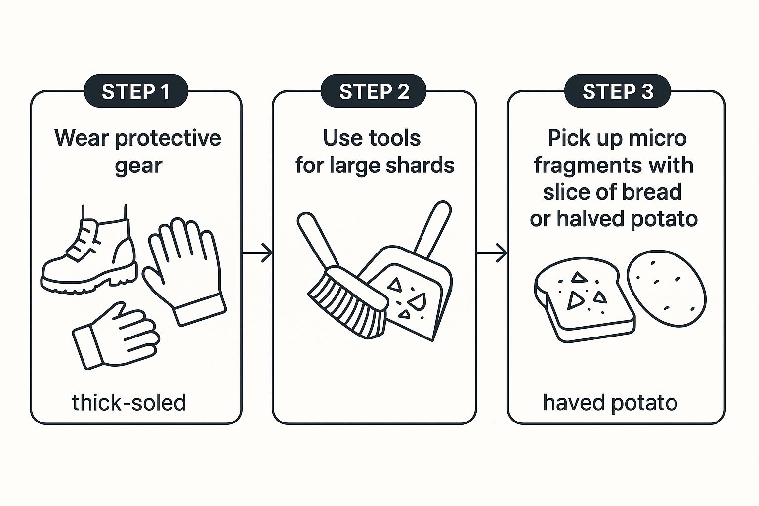 Infographic about how do you dispose of broken glass