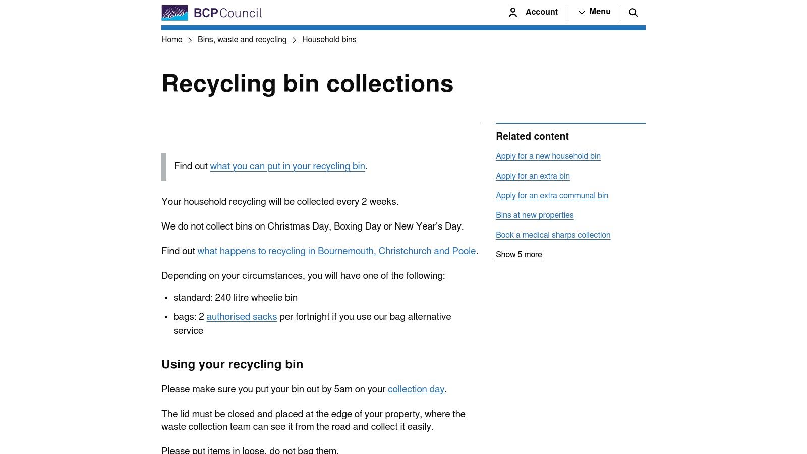 BCP Council (Bournemouth, Christchurch & Poole) – Battery Recycling & HWRCs