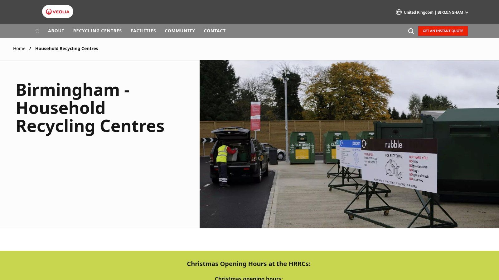 Veolia Birmingham – Household Recycling Centres (example operator page)