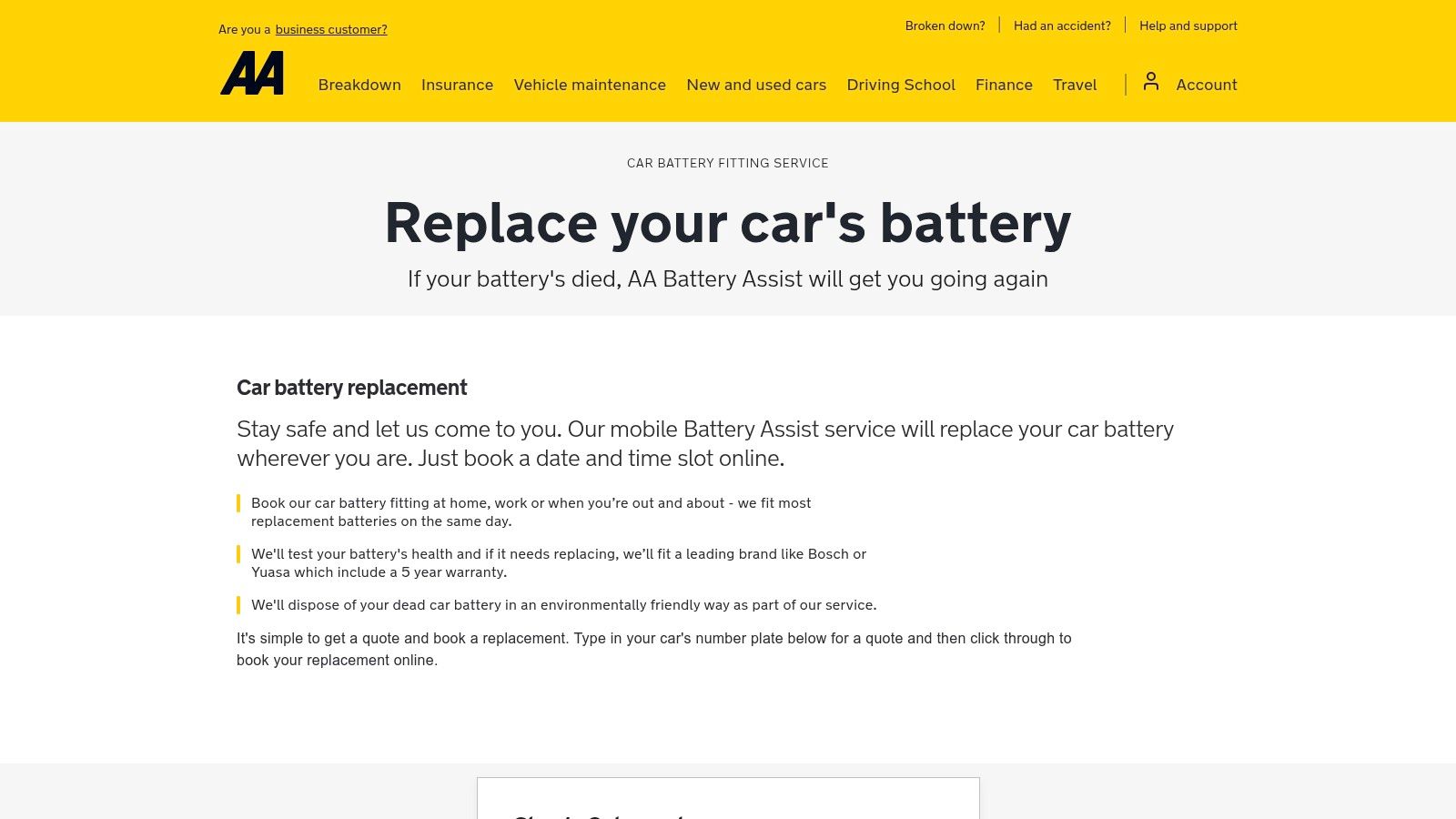 The AA – Battery Assist (mobile fitting and disposal)