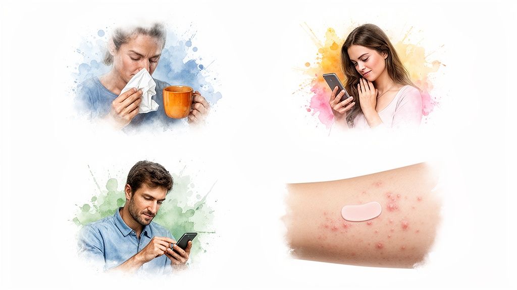 A doctor reviewing patient information on a tablet.