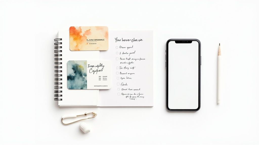 When to Go to Urgent Care A Clear Guide 4 A top-down view of a white desk with a notebook, business cards, a to-do list, smartphone, and a pencil.