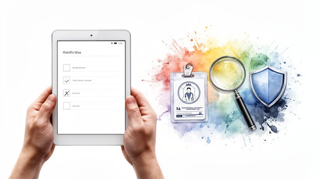 A person carefully reviewing an online urgent care provider's website on their laptop.