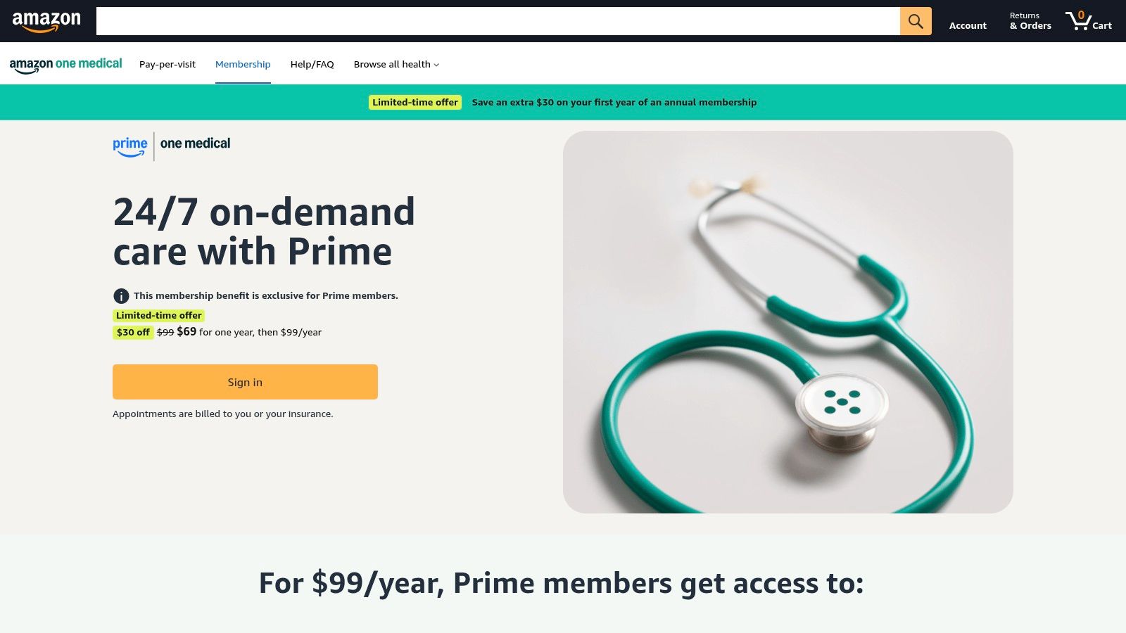 Amazon One Medical Pay-per-visit (formerly Amazon Clinic)