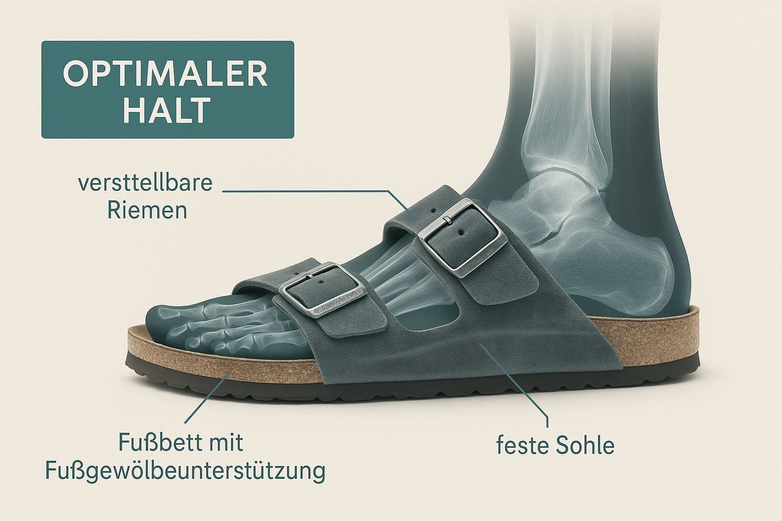 Birkenstock Schuh mit bequemen Fußbett als Grafik